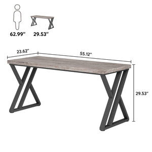 55-Inch Computer Desk with Z-Shaped Metal Legs