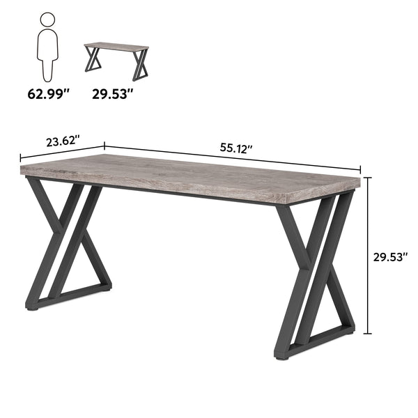 55-Inch Computer Desk with Z-Shaped Metal Legs