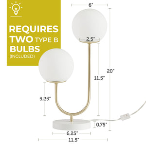 Dual Globe Frosted Glass Table Lamp