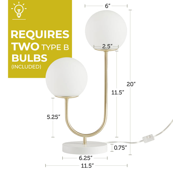 Dual Globe Frosted Glass Table Lamp