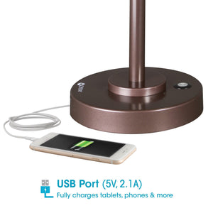 LED Desk Lamp with USB Charging Port & Adjustable Height