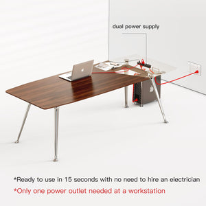 60-Inch Executive Desk with Built-In Power Outlet & Chrome Legs