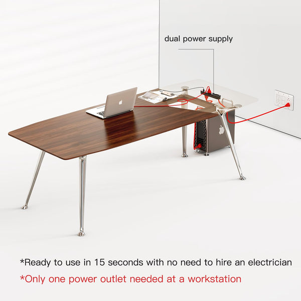 60-Inch Executive Desk with Built-In Power Outlet & Chrome Legs