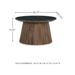 Round Cocktail Accent Table with Lower Shelf