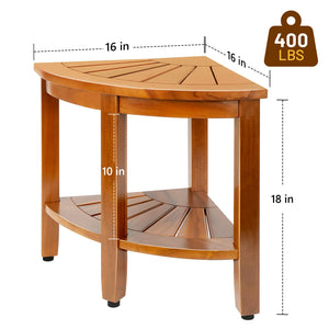 Teak Corner Shower Bench with Shelf