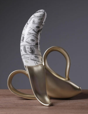 Abstract Banana Sculpture Figurine – Polyresin Table Decor Statue