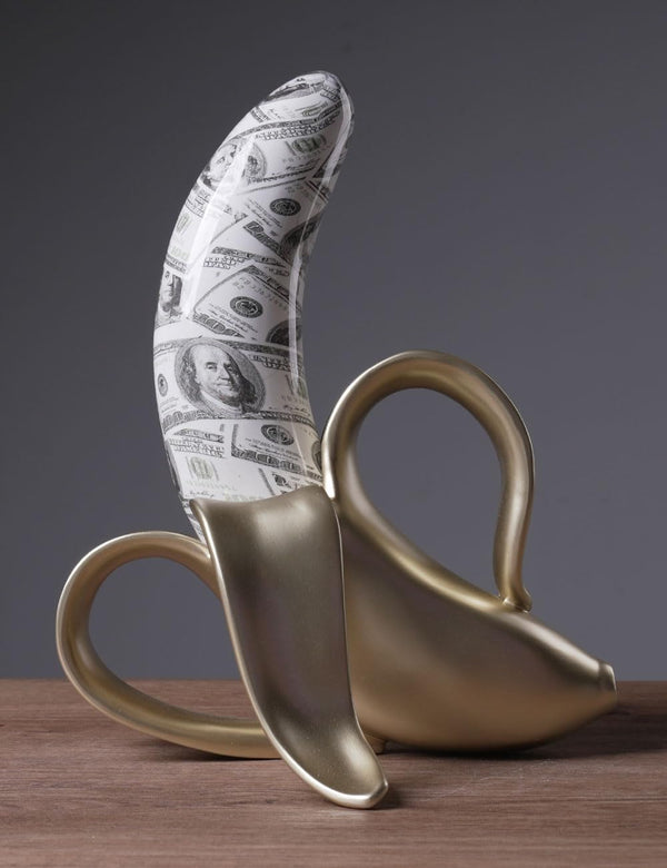 Abstract Banana Sculpture Figurine – Polyresin Table Decor Statue