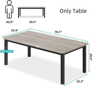 Industrial Dining Table 6-8 Person, 78" Rectangular Kitchen Table