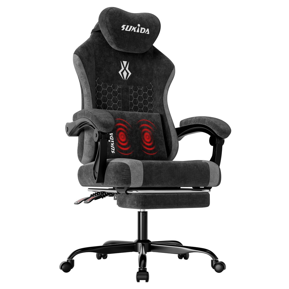 Ergonomic High-Back Gaming Chair with Massage Lumbar Support & Footrest