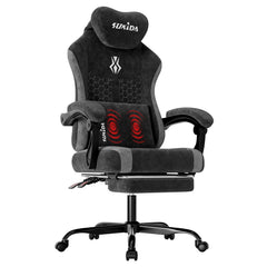 SUKIDA Fabric Video Gaming Chair, Ergonomic High-Back Computer Game Chairs with Large Massage Adjustable Lumbar Support, Headrest and Linked Armrests for Long Hours Sitting Task Chair, Black