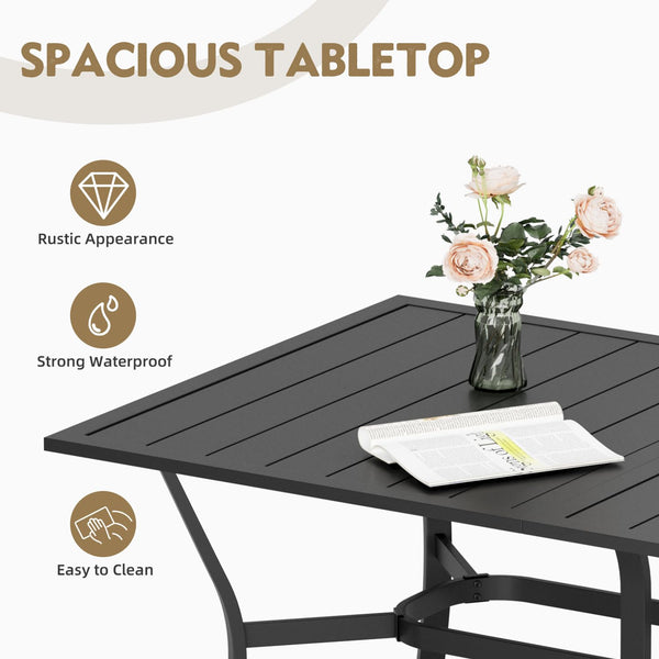 Outdoor Metal Dining Table with Umbrella Hole – 4 Sizes