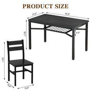 5-Piece Wood Dining Table Set with Storage Shelf
