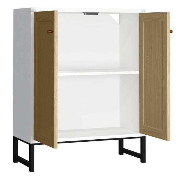 Rattan 2-Door Storage Cabinet with Shelves