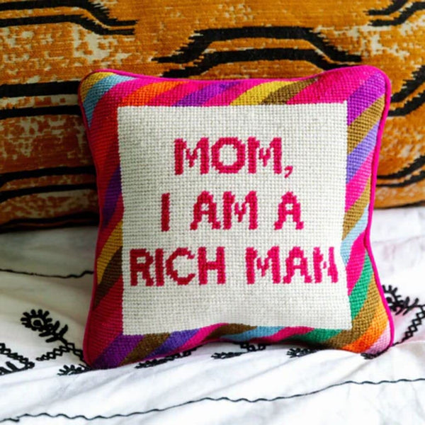 Needlepoint Decorative Throw Pillow 10" x 10"