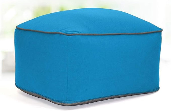 Square Ottoman Pouf – Small Fabric Foot Stool with Washable Cover