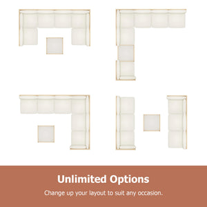Outdoor Patio Sectional Sofa Set with Tempered Glass Coffee Table