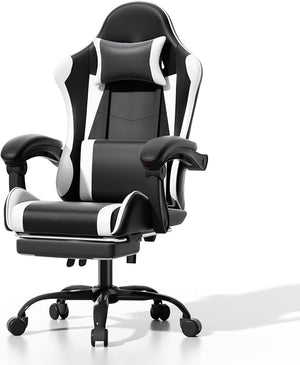 Ergonomic Gaming Chair with Footrest, Headrest & Lumbar Support