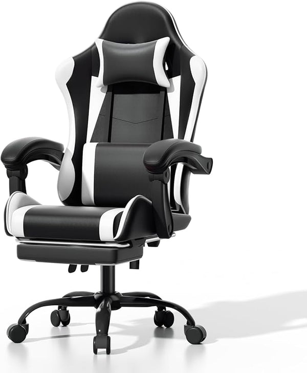 Ergonomic Gaming Chair with Footrest, Headrest & Lumbar Support