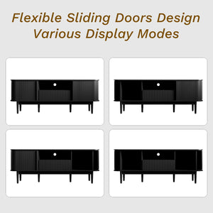 63" Fluted TV Stand with Sliding Doors