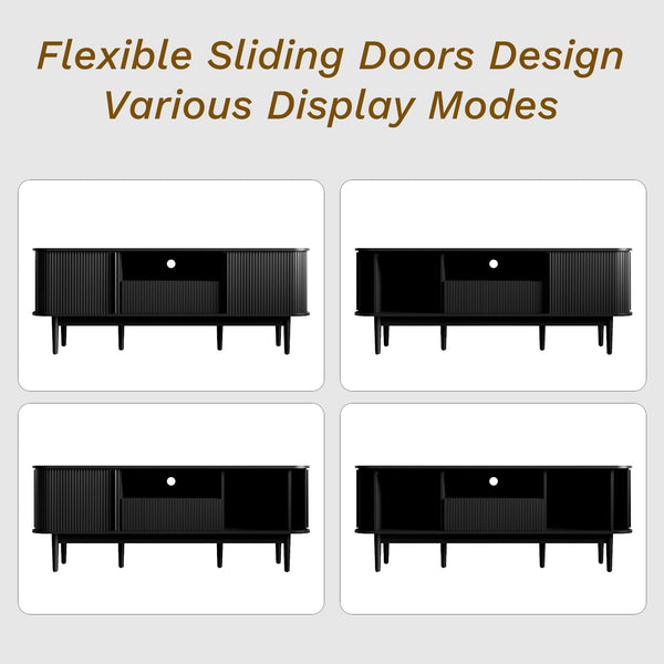 63" Fluted TV Stand with Sliding Doors