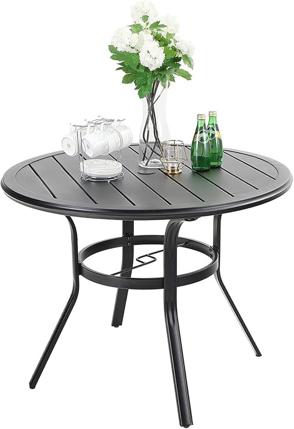 Round Outdoor Dining Table with Umbrella Hole