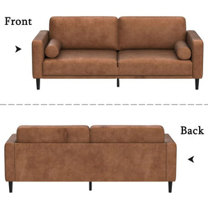 79" Mid-Century Modern Faux Leather 3-Seater Sofa