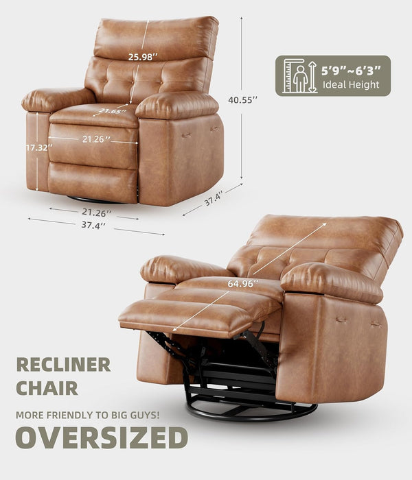 Oversized Recliner Chair with Footrest – 150° Wide Faux Leather Sofa Chair