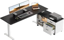 L-Shaped Electric Standing Desk with File Cabinet – 55 Inch