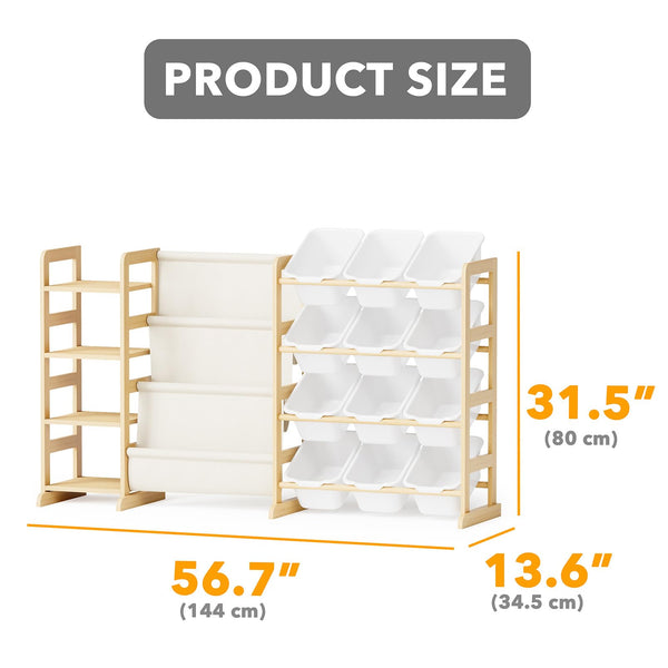 3-Tier Kids Toy Storage Organizer with 4 Shelves & 12 Bins