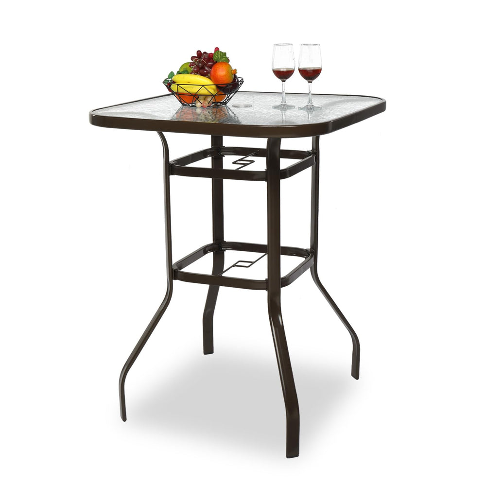 Outdoor Bar Height Patio Table with Umbrella Hole