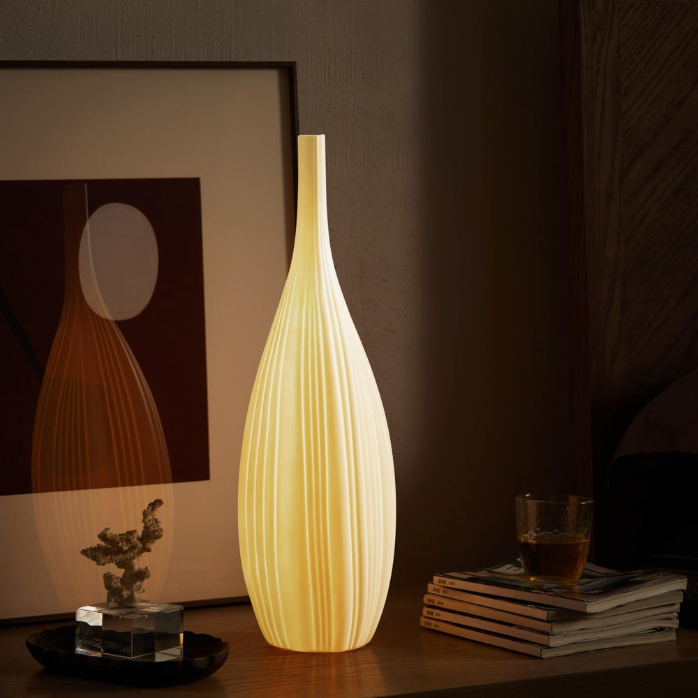 Ceramic Table Lamp – Dimmable, White Translucent Shade with Warm Ambient Lighting