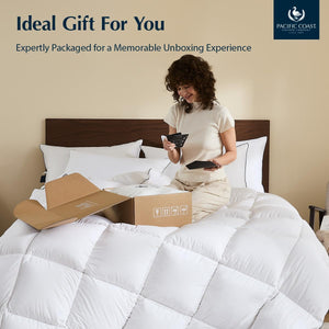 Goose Down Fiber Comforter – 420TC Cotton Shell, All-Season, Baffle Box