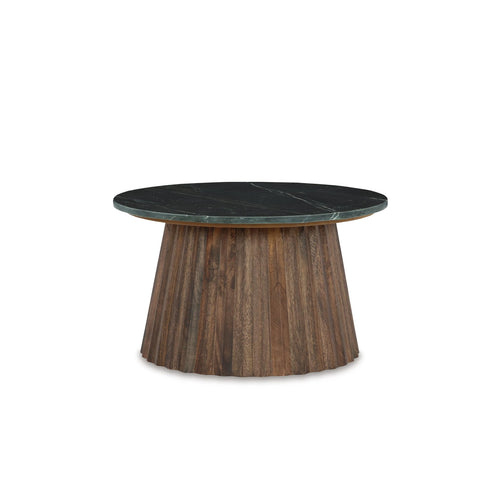 Round Cocktail Accent Table with Lower Shelf