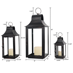 Metal Square Candle Lanterns Set of 3 – Indoor & Outdoor Decorative Holders
