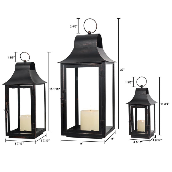 Metal Square Candle Lanterns Set of 3 – Indoor & Outdoor Decorative Holders