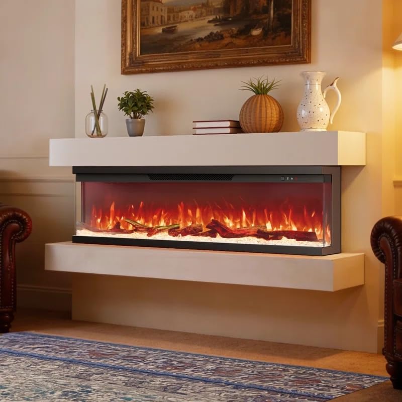 Triple-View Recessed Electric Fireplace Insert with Alexa & App Control