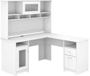 60-Inch L-Shaped Corner Desk with Hutch & Storage