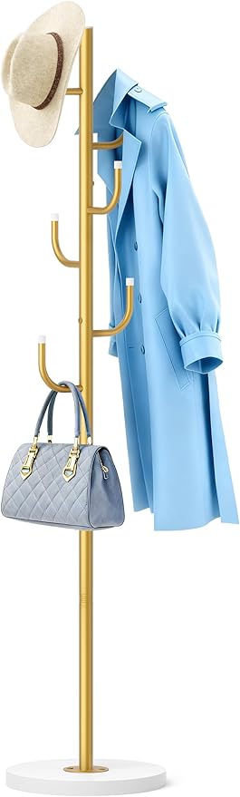 Heavy Duty Freestanding Coat Rack with Wood Base