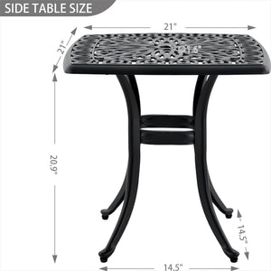 Cast Aluminum Square Outdoor Side Table – Set of 1 or 2