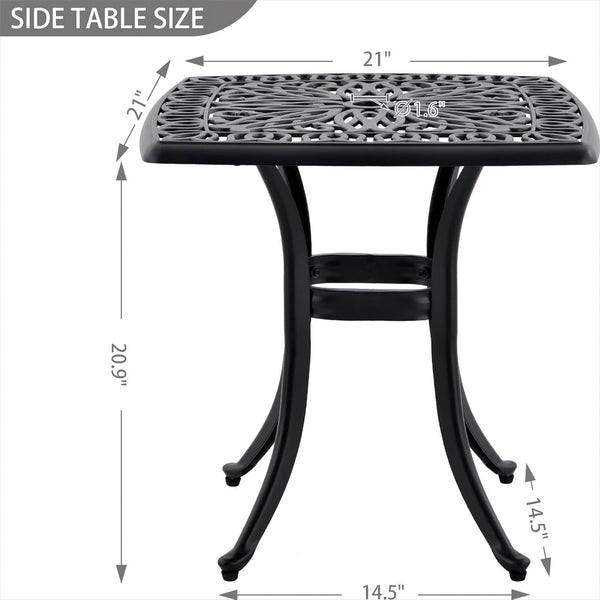 Cast Aluminum Square Outdoor Side Table – Set of 1 or 2