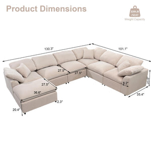 U-Shaped Modular Sectional Sofa with Ottoman – 7 Seat