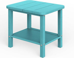 GREFORG Patio Side Table, Small Rectangular HDPE Adirondack End Table for Outdoor Use in Pool, Garden, Lawn, Backyard,Navy