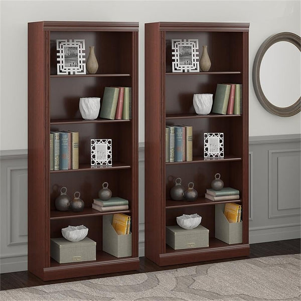 Tall 5-Shelf Bookcase Set of 2 – Harvest Cherry