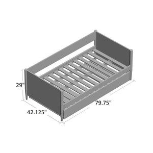 Mid-Century Modern Twin Daybed with Trundle — Solid Wood