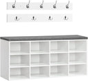 Shoe Storage Bench with Cushion & Coat Rack