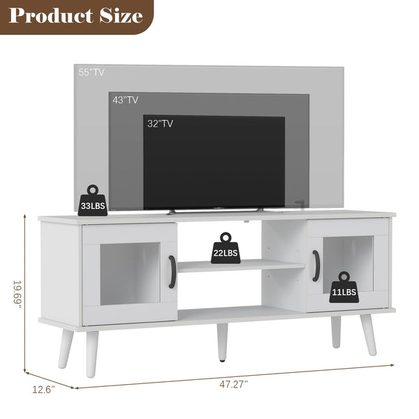 Mid-Century Modern TV Stand with LED Light — Fits up to 55"