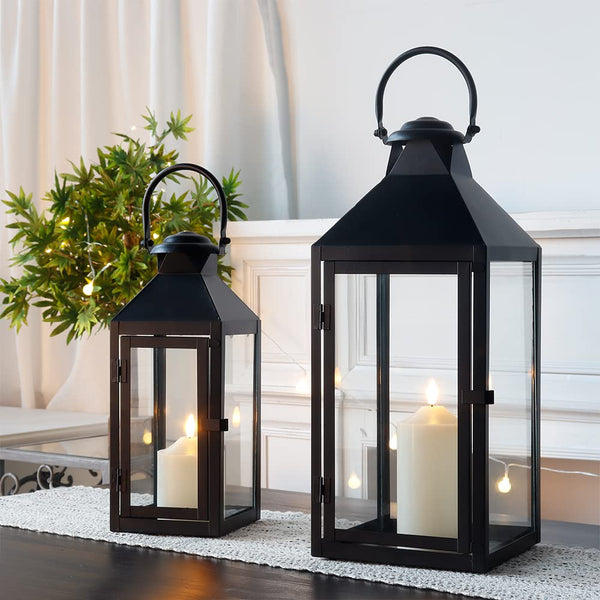 Vintage Metal Candle Lanterns Set of 2 – Indoor & Outdoor Hanging Lanterns