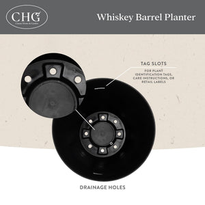 Whiskey Barrel Resin Planter – Distressed Oak Brown 20.5" (4-Pack)