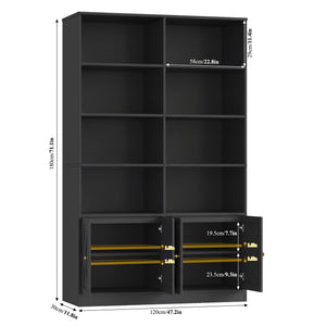 71" Tall Bookshelf with Barn Door & Storage Cabinet