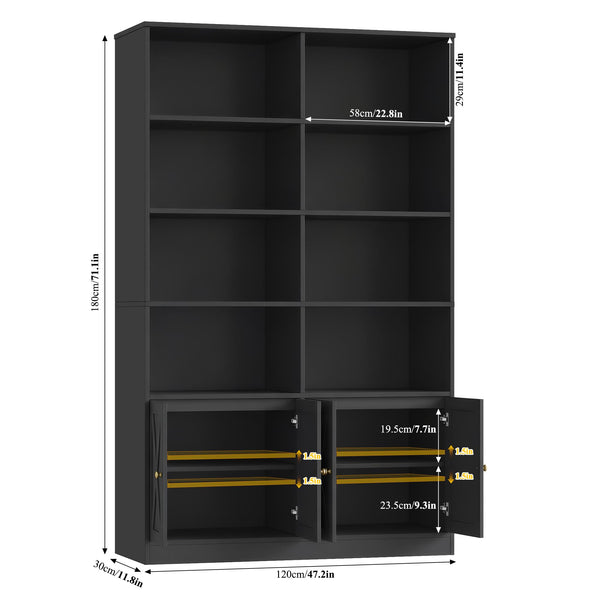71" Tall Bookshelf with Barn Door & Storage Cabinet